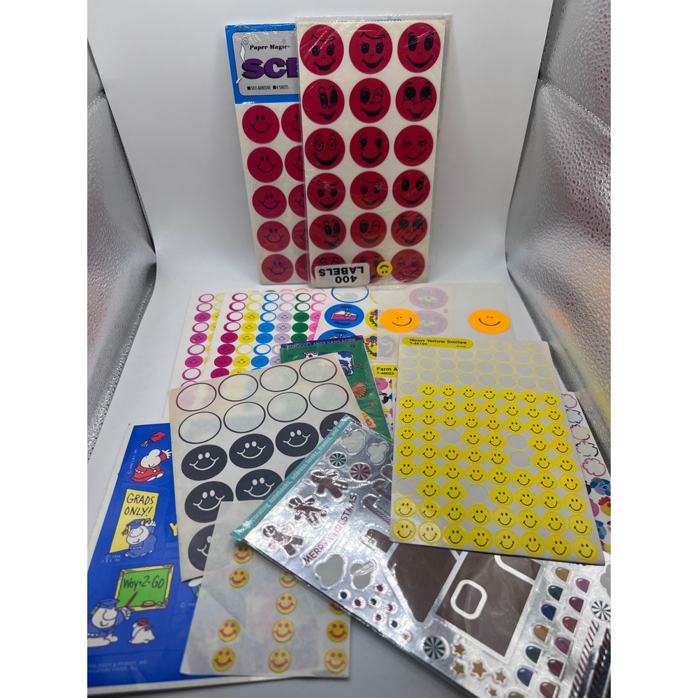 Vintage Random Lot Of New + Used Sticker‎ Sheets Smiley Scented Ziggy Animals